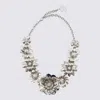 Blumarine Floral-embellished Chain Necklace In Metallic
