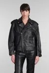 Blumarine Black Crocodile-effect Leather Jacket In Black