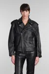 Blumarine Black Crocodile-effect Leather Jacket In Black