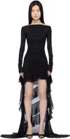 Blumarine Ruffled Chiffon Off-the-shoulder Dress In N0990 Black