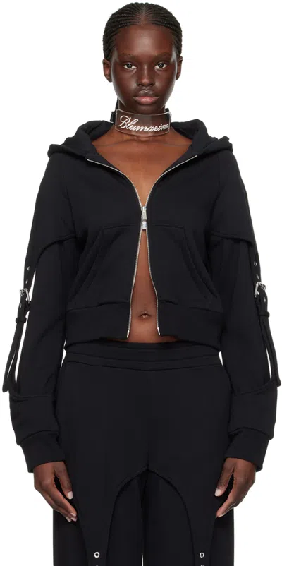 Blumarine Black Cinch Hoodie In N0990 Nero