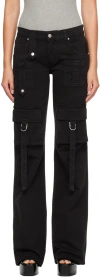 Blumarine Black Cinch Strap Cargo Pants In N0990 Nero
