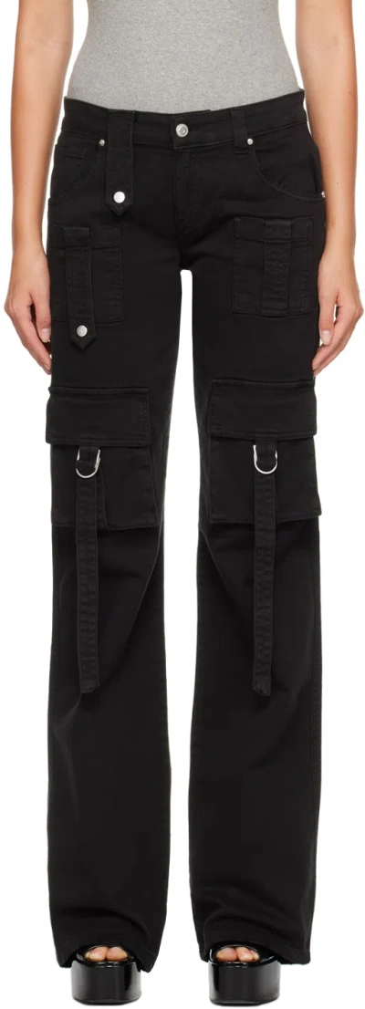 Blumarine Black Cinch Strap Cargo Pants In N0990 Nero