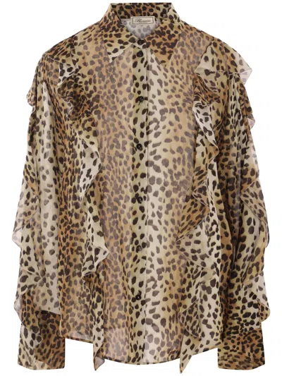 Blumarine Black Cognac Long Sleeve Shirt