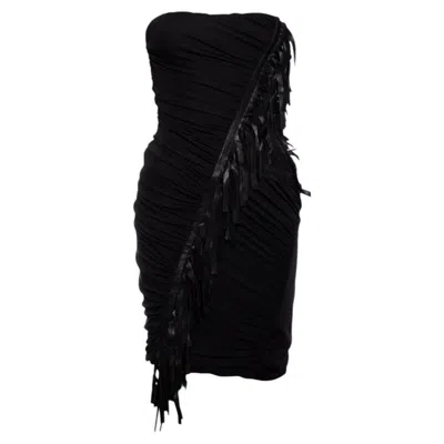 Pre-owned Blumarine , Black Corset Dress With Fringes
