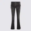 Blumarine Flared Hem Trousers With Lace-up And Frayed Edges In Gray