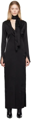 Blumarine Hanging Collar Long-sleeved Dress In N0990 Black
