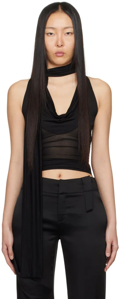 Blumarine Black Cowl Neck Tank Top In N0990 Nero
