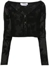 Blumarine Women Embroidered Cropped Cardigan In Black