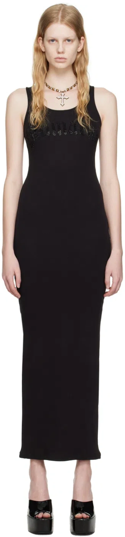 Blumarine Logo-print Maxi Dress In N0990 Nero