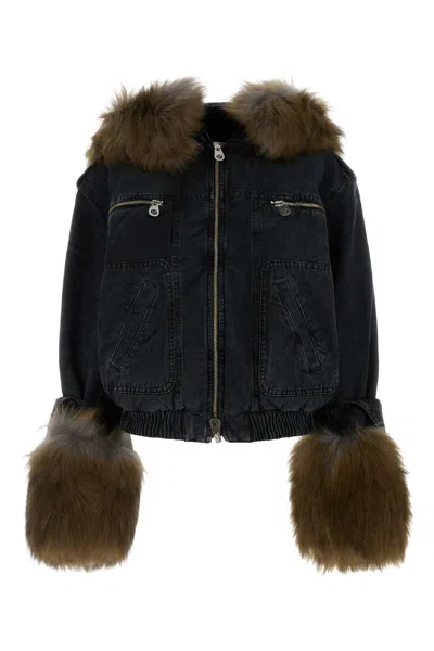 Blumarine Black Denim Jacket In Blue