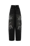 Blumarine Black Jeans With Belt Loops And Embroidery On The Front In Denim Woman In Black