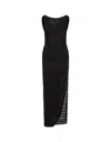Blumarine Black Devoré Long Dress With Slit In Black