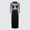 Blumarine Heart-patch Midi Dress In Black