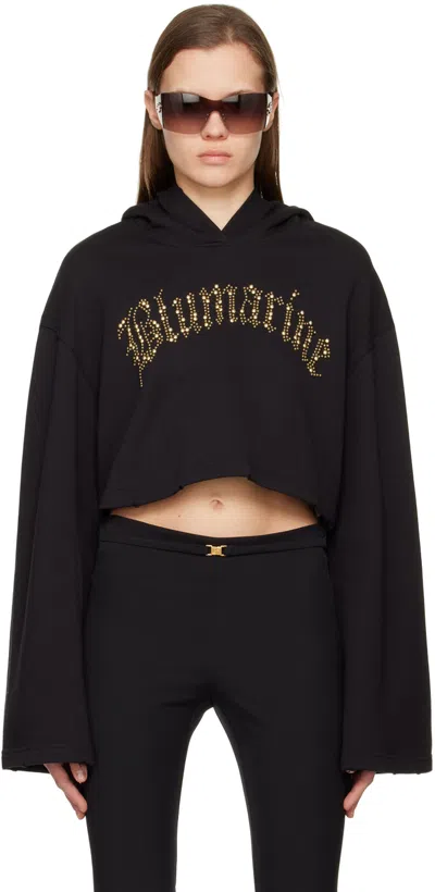 Blumarine Black Embellished Hoodie In N0990 Nero