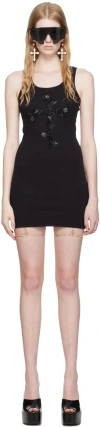 Blumarine Black Embroidered Minidress In N0990 Nero