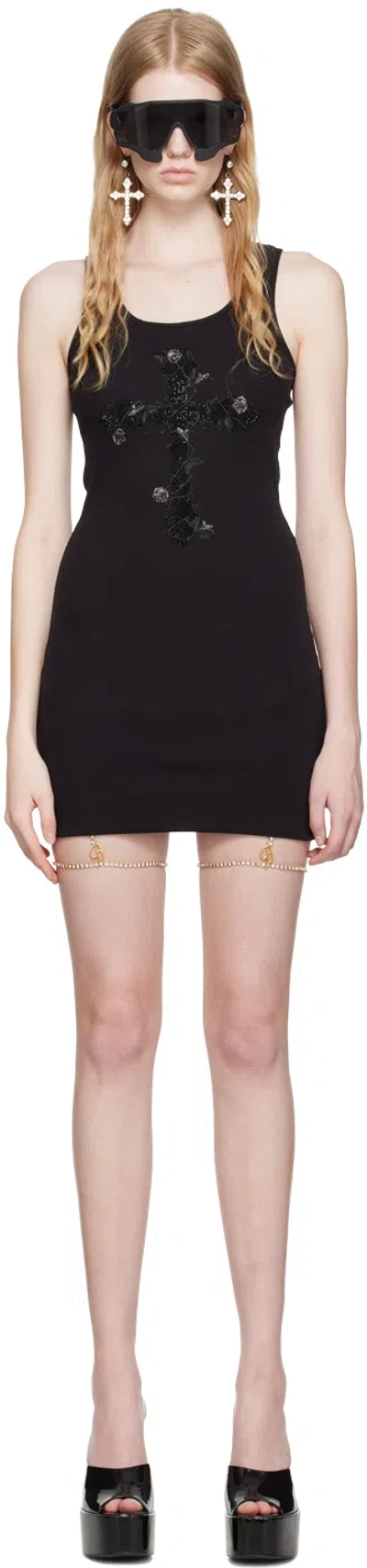 Blumarine Black Embroidered Minidress In N0990 Nero