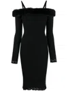 Blumarine Black Viscose Stretch Off Shoulder Dress In Black