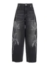 Blumarine Black Jeans With Belt Loops And Embroidery On The Front In Denim Woman In Black