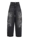 Blumarine Jeans Dalla Gamba Ampia In Denim Nero Donna In Black