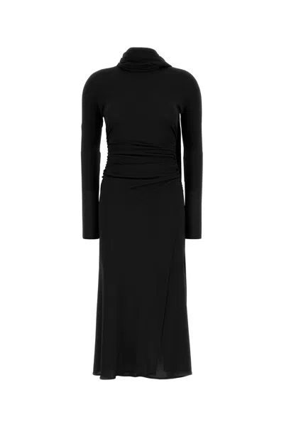 Blumarine Midi Dress With Draped Detail And Keyhole Back In Black