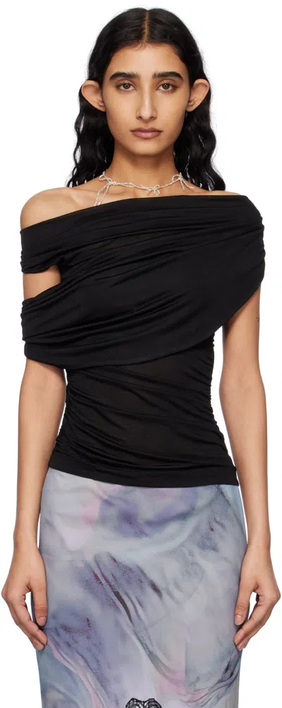 Blumarine Black Jersey Sablé Blouse