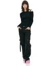 Blumarine Black Knit Rib Sweater In Black