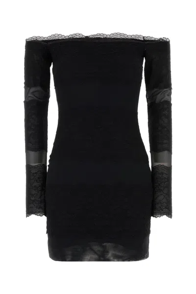 Blumarine Lace-trim Off-shoulder Mini Dress In Black