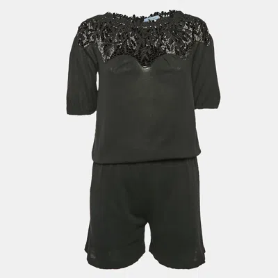 Pre-owned Blumarine Black Lace Trim Jersey Playsuit M