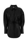 Blumarine Black Leather Shirt In Black