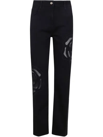 Blumarine Black Long Jeans With Rose