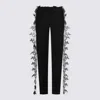 Blumarine Slim Fit High Waist Lace Detailing Trousers In Black