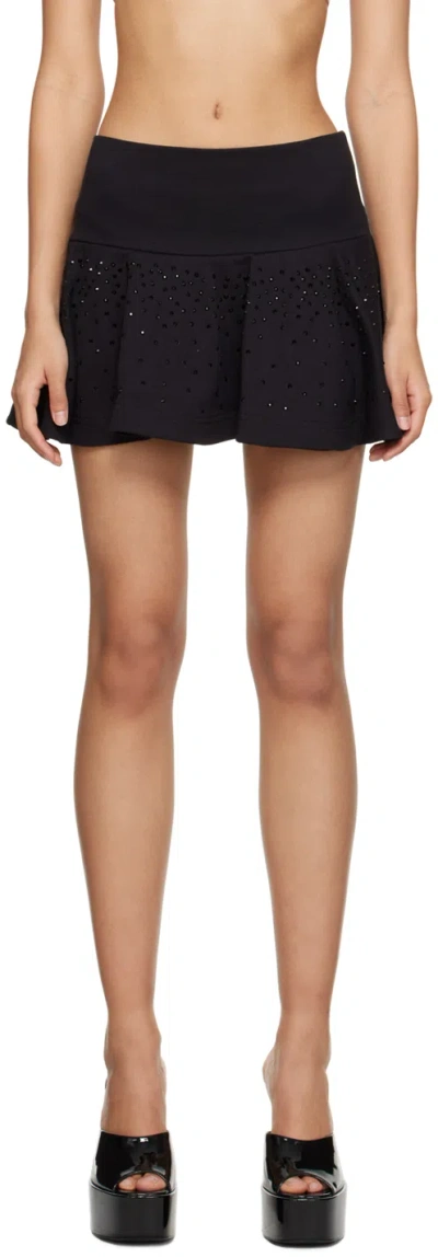 Blumarine Black Rhinestone Miniskirt In N0990 Nero