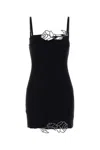Blumarine Black Rose-embroidered Mini Dress In Black
