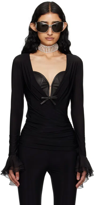 Blumarine Black Ruffle Top In N0990 Black