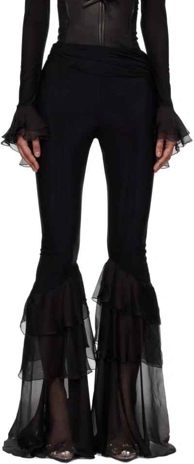 Blumarine Black Ruffle Trousers In N0990 Black
