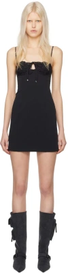 Blumarine Black Scalloped Minidress In N0990 Nero