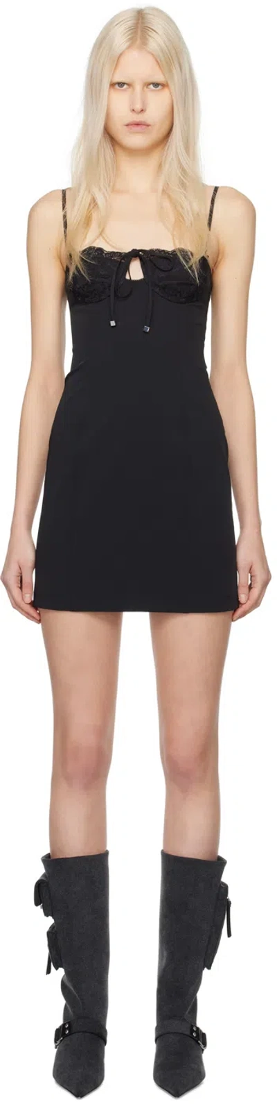 Blumarine Black Scalloped Minidress In N0990 Nero
