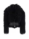 Blumarine Black Sheepskin Coat With Leather Details In Fur Woman In Black