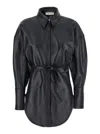 Blumarine Black Shirt With Classic Collar And Waistband In Leather Woman In Black
