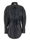 Blumarine Black Shirt With Classic Collar And Waistband In Leather Woman In Black