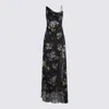 Blumarine Floral Asymmetric Sheer Spaghetti Strap Dress In Multi