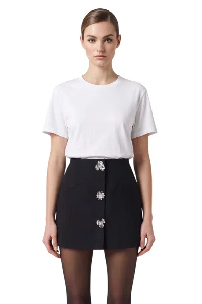 Blumarine Black Solid Mini Skirt In White