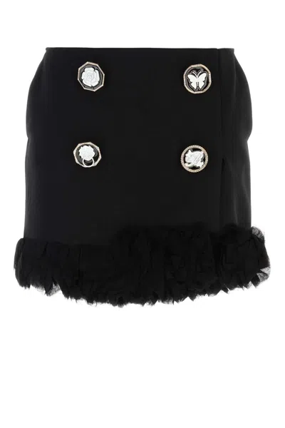 Blumarine Stretch Gabardine Mini Skirt In Black