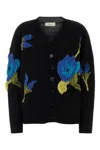 Blumarine Stretch Nylon Blend Floral Cardigan In Black