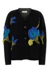 Blumarine Stretch Nylon Blend Floral Cardigan In Black