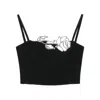 Blumarine Rose-embellished Top In Black