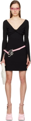 Blumarine Black Twisted Minidress In N0990 Nero
