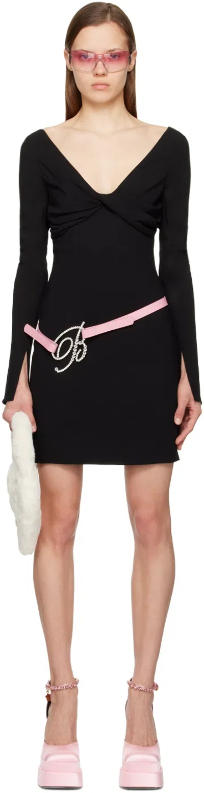 Blumarine Black Twisted Minidress In N0990 Nero