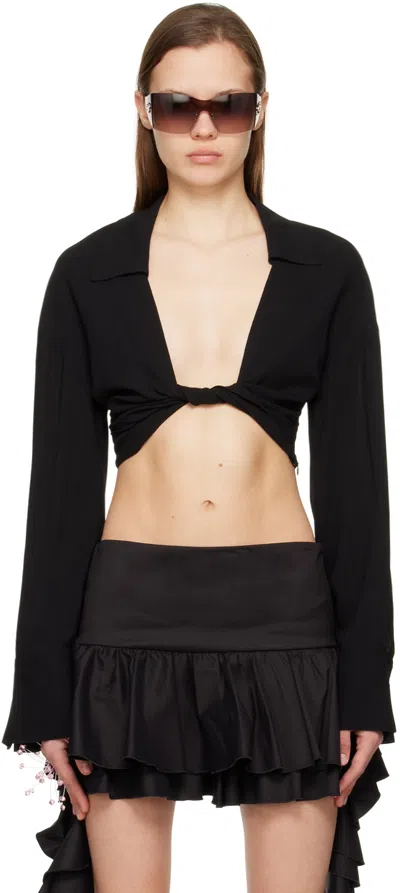 Blumarine Black Twisted Shirt In N0990 Nero